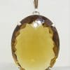 Sterling Silver Large Oval Citrine Pendant on Sterling Silver Chain