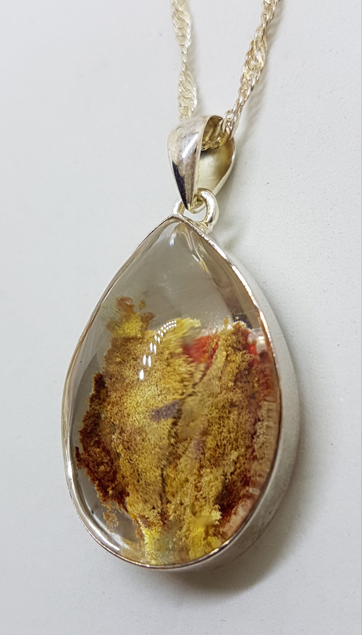 20200720_191534 Sterling Silver Large Teardrop / Pear Shape Pendant on Silver Chain