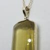 Sterling Silver Large Rectangular Citrine Pendant on Silver Chain