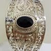 Sterling Silver Large Ornate Filigree Design Bangle - Wide - with Onyx