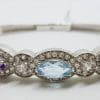 Sterling Silver Topaz, Amethyst, Citrine and Cubic Zirconia Oval Hinged Bangle