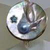 Sterling Silver Large Round Mother of Pearl with Star Shaped Topaz Bangle