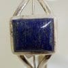 Sterling Silver Rectangular Lapis Lazuli Bangle