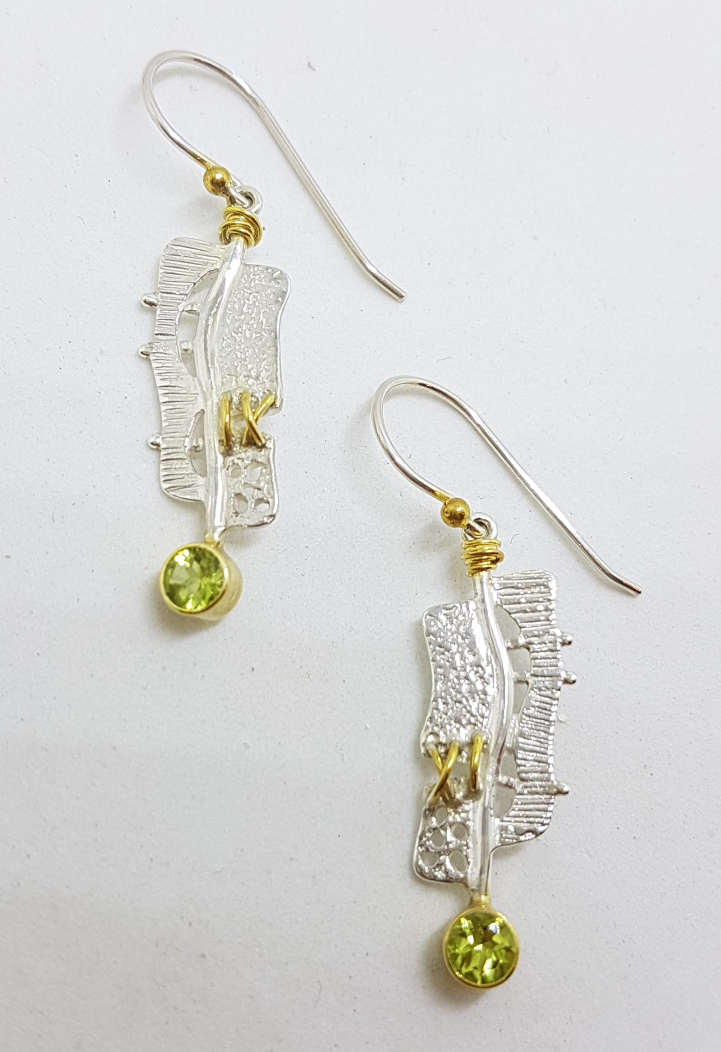 20200721_202848 Sterling Silver & Gold Plate Long Peridot Drop Earrings