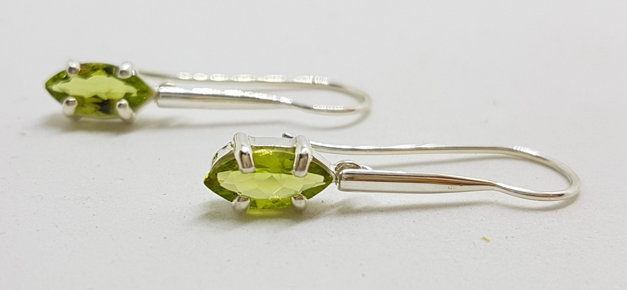 20200721_204025 Sterling Silver Long Marquis Peridot Drop Earrings