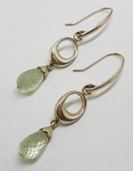 Sterling Silver Green Amethyst / Prasiolite Very Long Drop Earrings