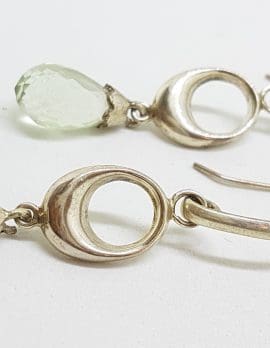 Sterling Silver Green Amethyst / Prasiolite Very Long Drop Earrings