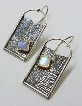 Sterling Silver Large Rectangular Moonstone Earrings - 2 Different Styles Available