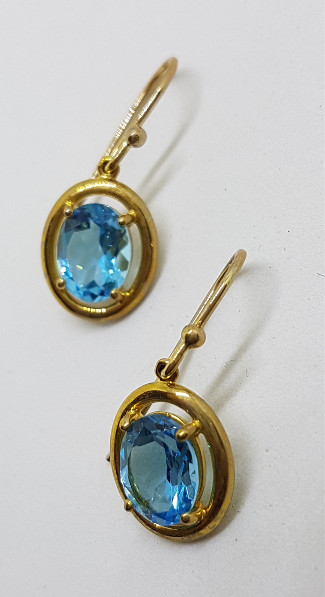 9ct Yellow Gold Oval Topaz Drop Earrings