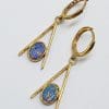 9ct Yellow Gold Opal Long Drop Earrings