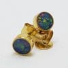 9ct Yellow Gold Round Bezel Set Opal Stud Earrings