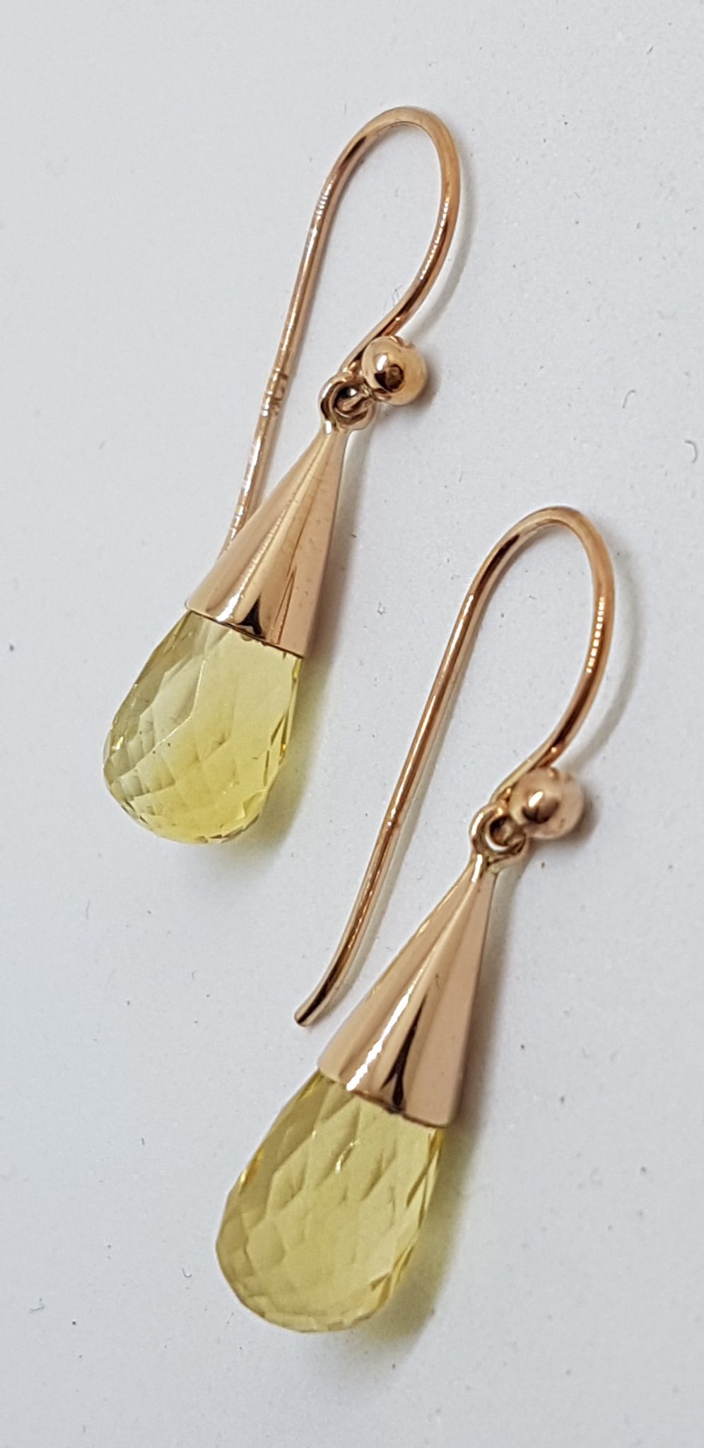 9ct Rose Gold Citrine Ball in Cone Drop Earrings