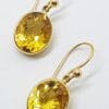 9ct Yellow Gold Oval Bezel Set Citrine Drop Earrings