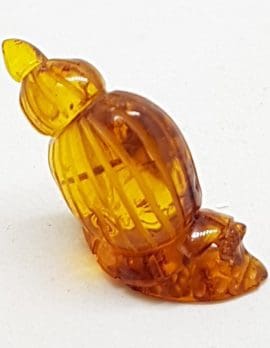 Hand Carved Natural Baltic Amber Small Snail Figurine / Statue
