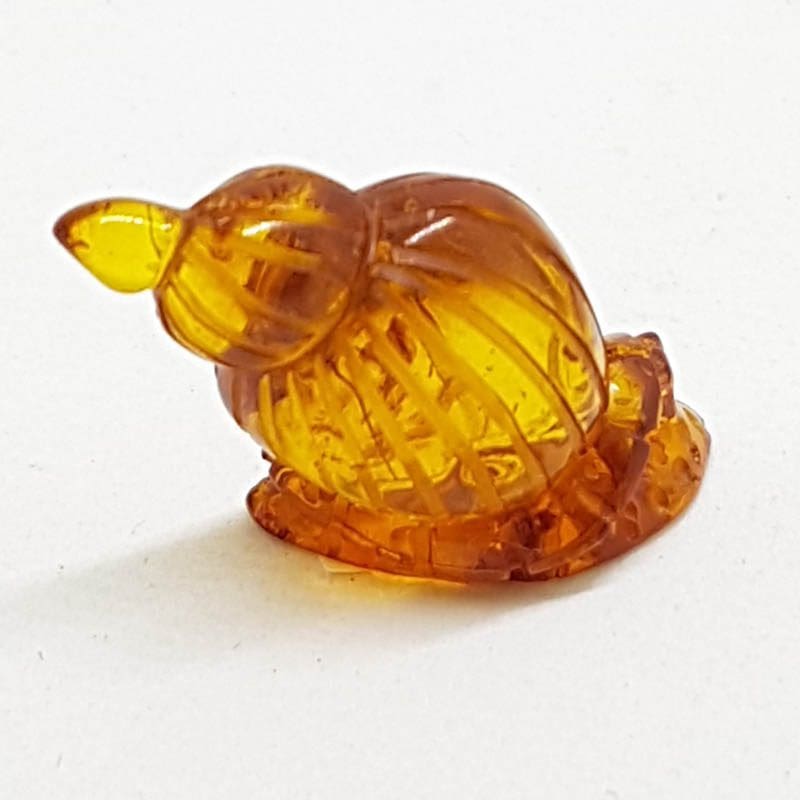 20200730_141127 Hand Carved Natural Baltic Amber Small Snail Figurine / Statue