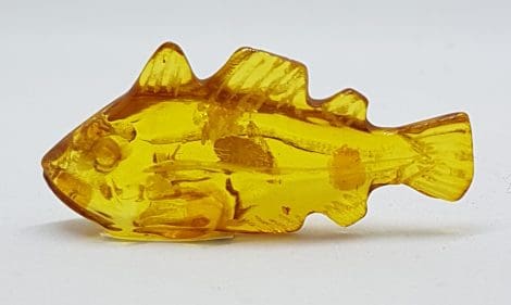 Hand Carved Natural Baltic Amber Small Fish Figurine / Statue