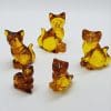 Hand Carved Natural Baltic Amber Small Cat Figurine / Statue