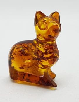 Hand Carved Natural Baltic Amber Small Cat Figurine / Statue 1