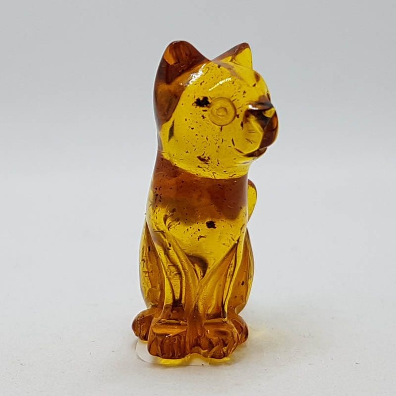 Hand Carved Natural Baltic Amber Small Cat Figurine / Statue 2