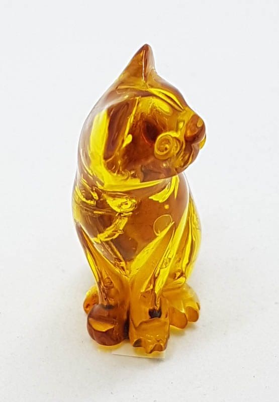 Hand Carved Natural Baltic Amber Small Cat Figurine / Statue 4