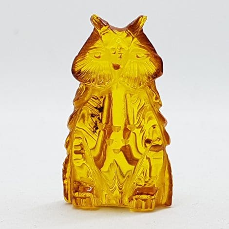 Hand Carved Natural Baltic Amber Small Owl Figurine / Statue 2
