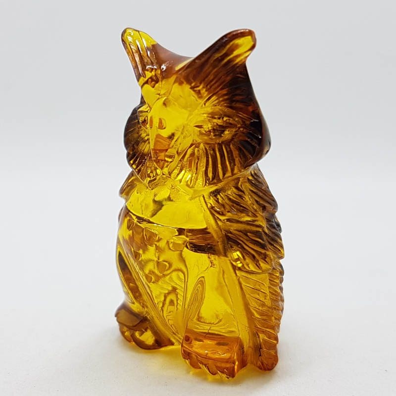 Hand Carved Natural Baltic Amber Small Owl Figurine / Statue 1
