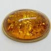 9ct Yellow Gold Oval Baltic Amber Brooch