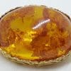 9ct Yellow Gold Very Large Ornate Oval Baltic Amber Brooch