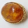 9ct Yellow Gold Very Large Ornate Oval Baltic Amber Brooch