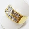 18ct Yellow Gold Channel & Claw Set Heavy Baguette Diamond Engagement Ring with Matching Wedding Band Set