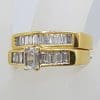 18ct Yellow Gold Channel & Claw Set Heavy Baguette Diamond Engagement Ring with Matching Wedding Band Set