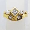18ct Yellow Gold Channel & Claw Set Heavy Princess and Marquis Cut Diamond Engagement Ring with Matching Wedding Band Set - Curved