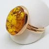 9ct Rose Gold Oval Amber Ring – Extendable