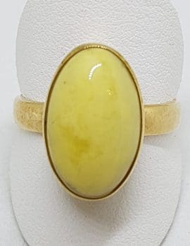 9ct Yellow Gold Oval Natural Baltic Butter Amber Ring