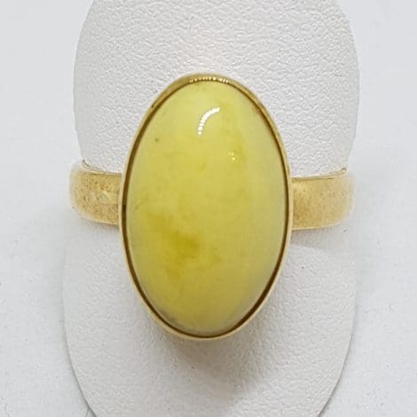 9ct Yellow Gold Oval Natural Baltic Butter Amber Ring