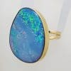 9ct Yellow Gold Very Large Blue and Multi-Colour Opal Ring