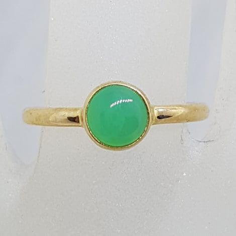 9ct Yellow Gold Round Australian Jade / Chrysoprase Ring – Stackable