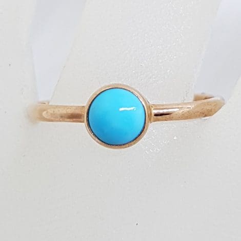 9ct Rose Gold Round Turquoise Ring – Stackable