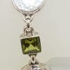 Sterling Silver Peridot & Button Pearl Bracelet