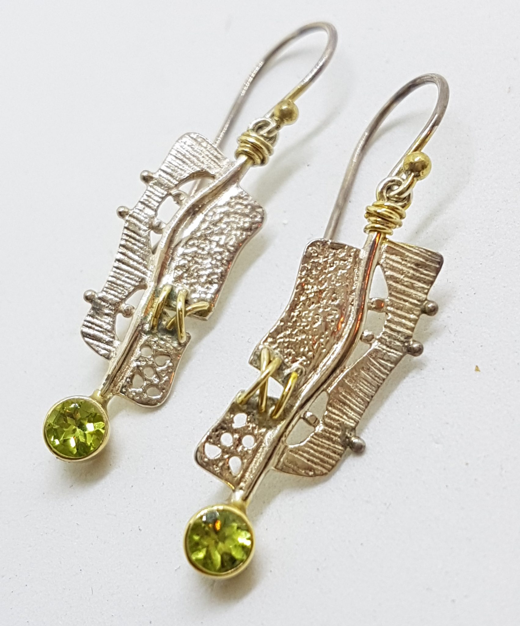20200804_075934 Sterling Silver & Gold Plate Long Peridot Drop Earrings