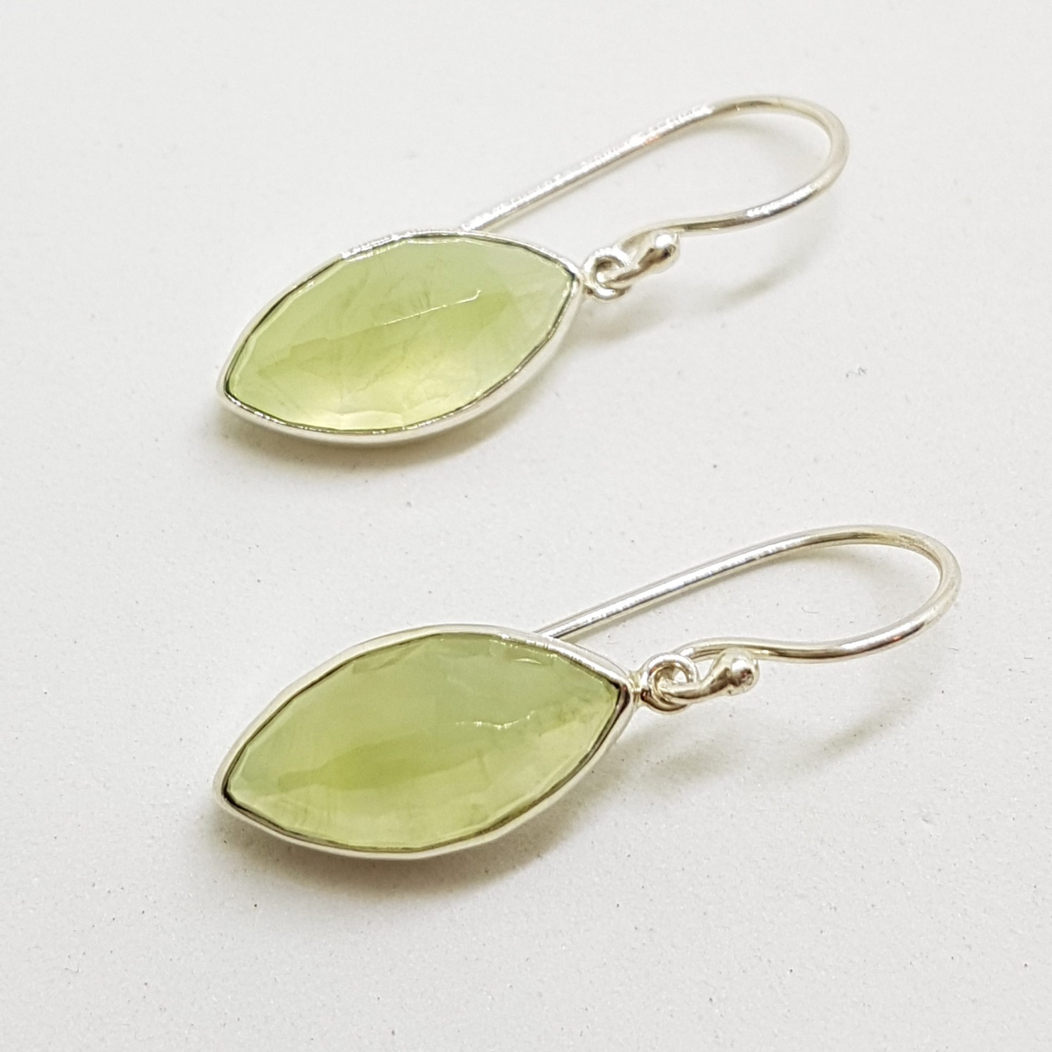 20200807_200407 Sterling Silver Prehnite Marquis Drop Earrings