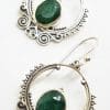 Sterling Silver Emerald Ornate Drop Earrings