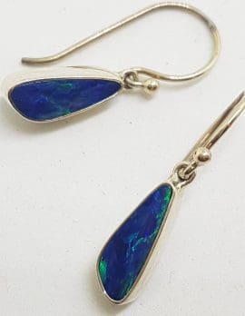Sterling Silver Blue Opal Drop Earrings