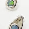 Sterling Silver Opal Teardrop Stud Earrings