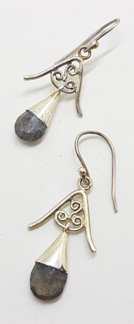 Sterling Silver Ornate / Filigree Labradorite Drop Earrings