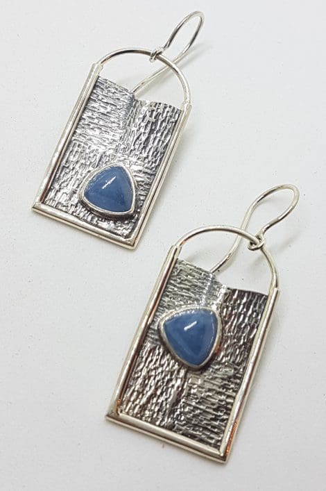 Sterling Silver Large Aquamarine Drop Earrings