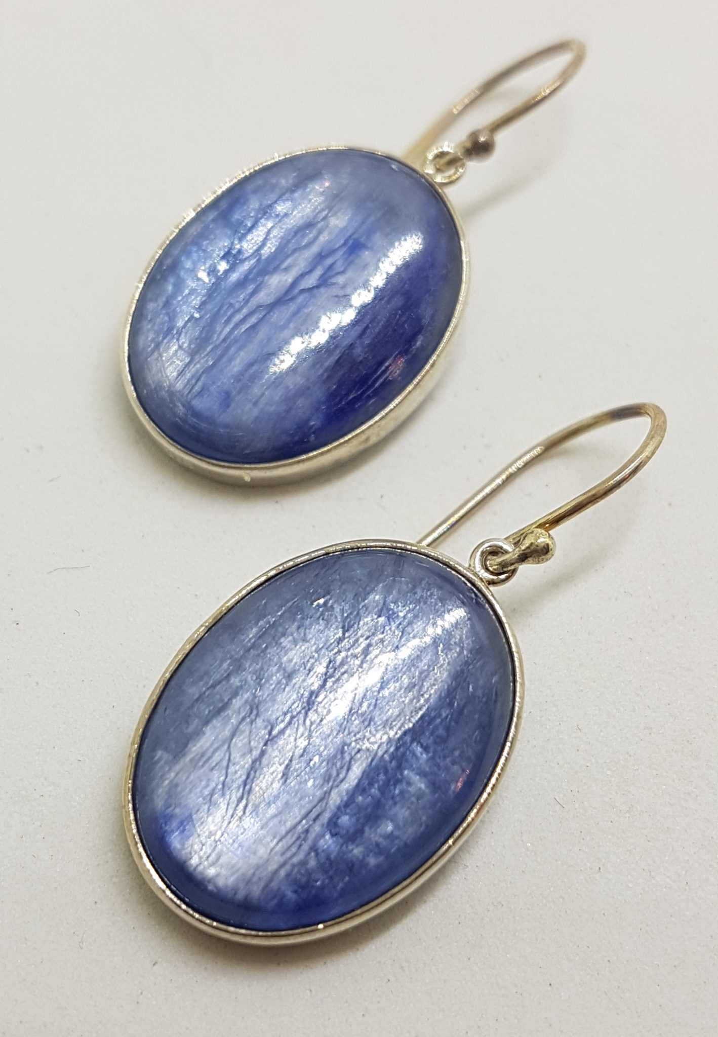 Sterling Silver Large Oval Kyanite Earrings