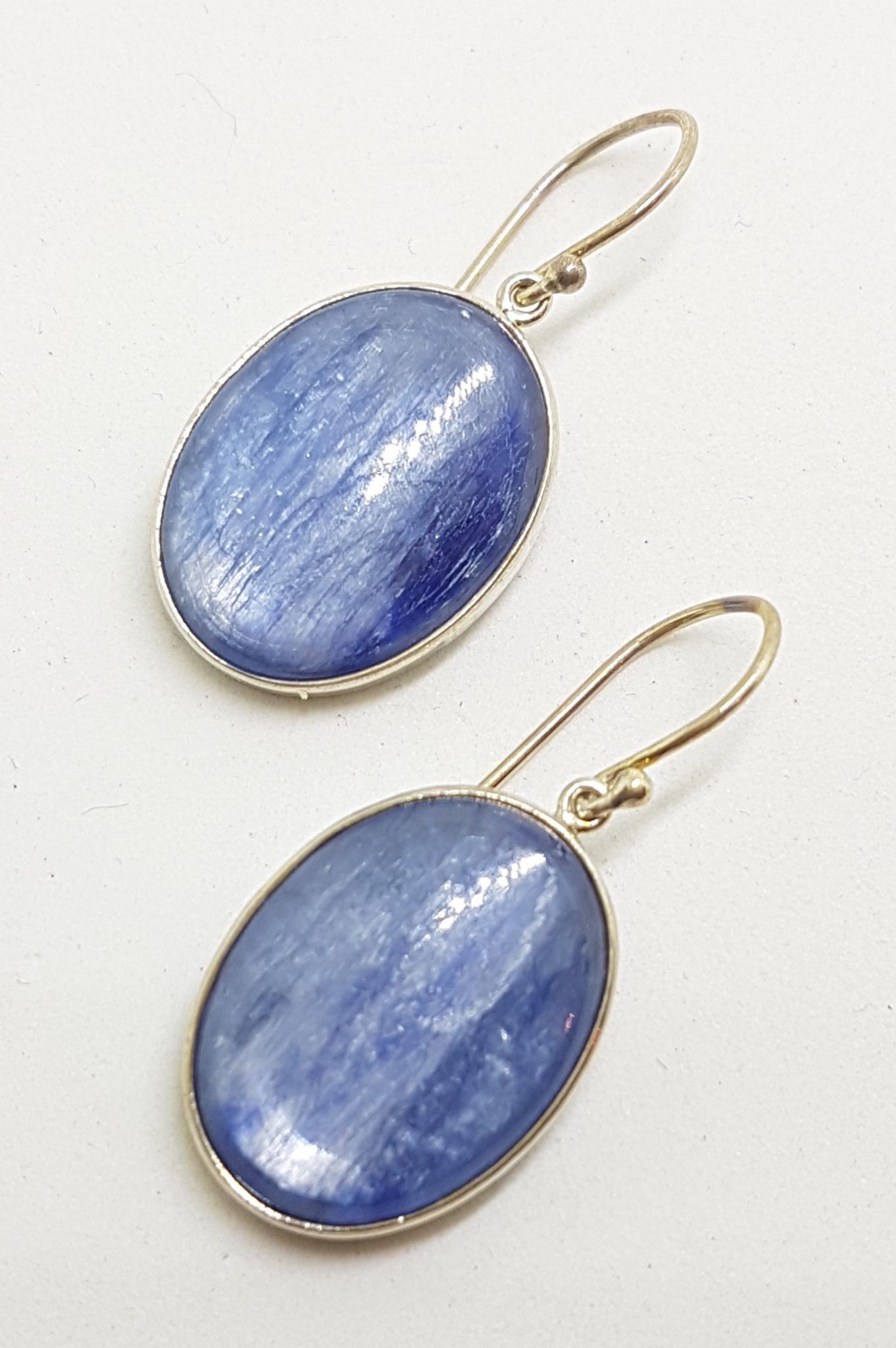 Sterling Silver Large Oval Kyanite Earrings