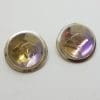 Sterling Silver Round Clip-On Earrings - Fluorite - Large