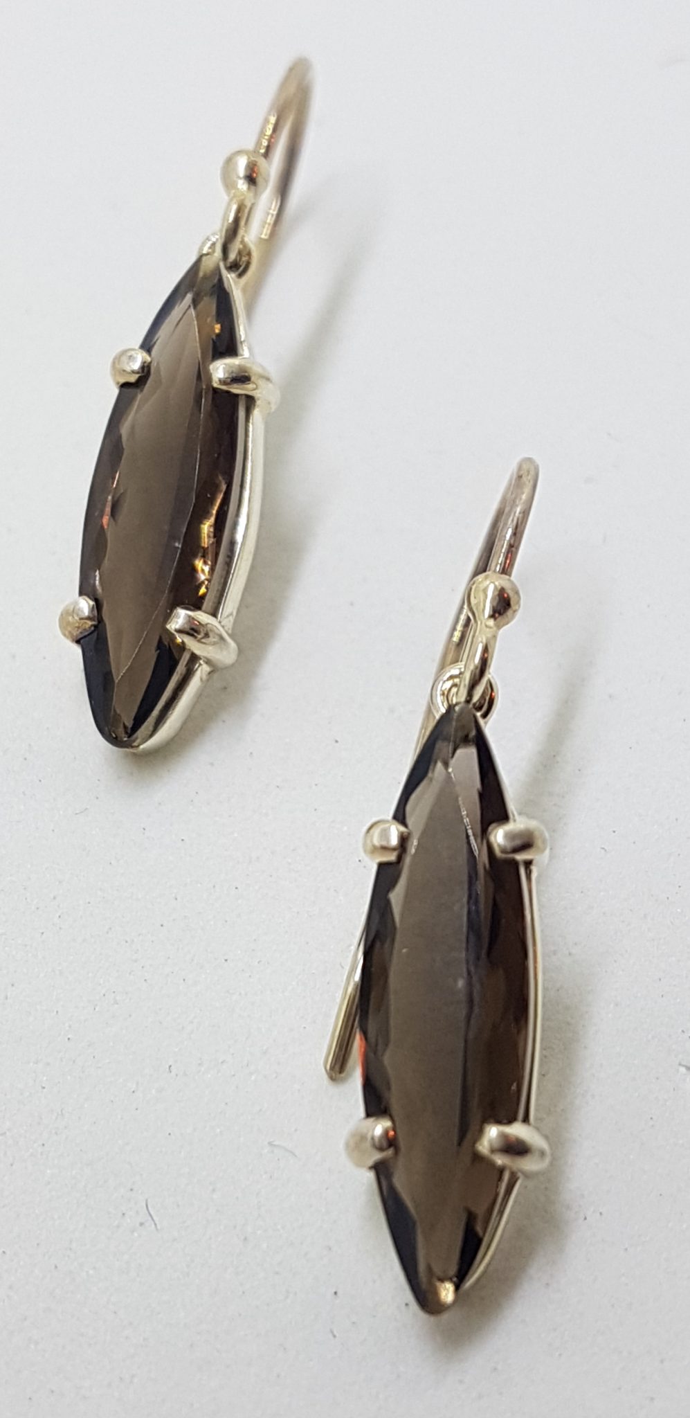 20200808_131148 Sterling Silver Elongated Smokey Quartz Drop Earrings